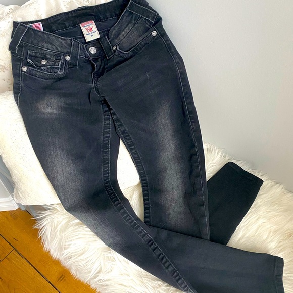 True Religion Black Stone Wash with Crystal Details - Picture 6 of 7